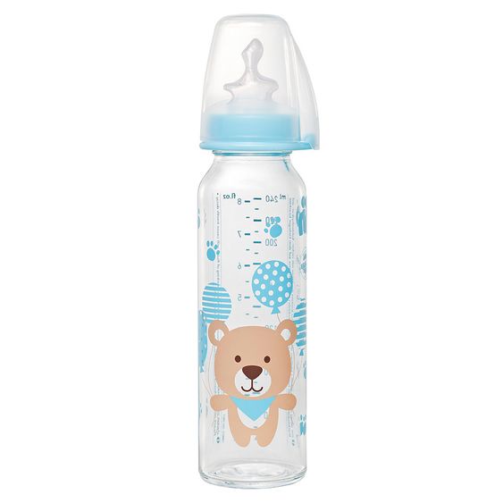 Nip Glasflasche 250 ml - Silikon Gr.1 M - Bärchen Blau