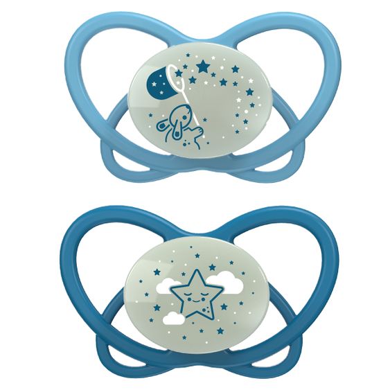 Nip Leucht-Schnuller 2er Pack My Buterfly Night - Silikon 0-6 M - aus nachwachsenden Rohstoffen - Blau