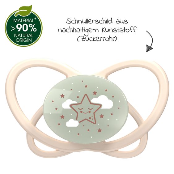 Nip Leucht-Schnuller 2er Pack My Buterfly Night - Silikon 0-6 M - aus nachwachsenden Rohstoffen - Braun