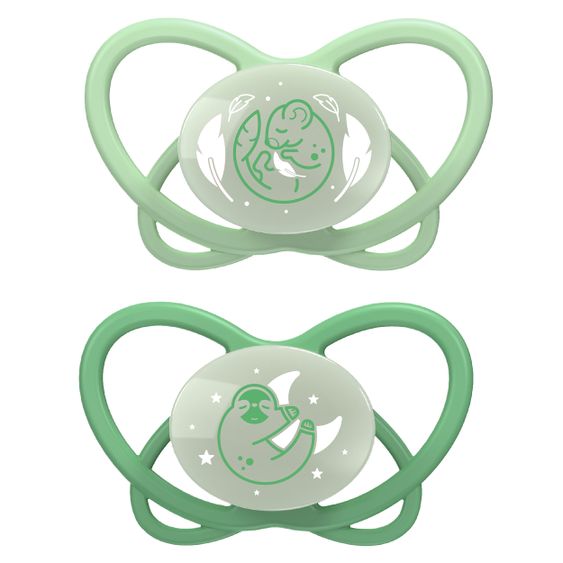 Nip Leucht-Schnuller 2er Pack My Buterfly Night - Silikon 16-32 M - aus nachwachsenden Rohstoffen - Grün