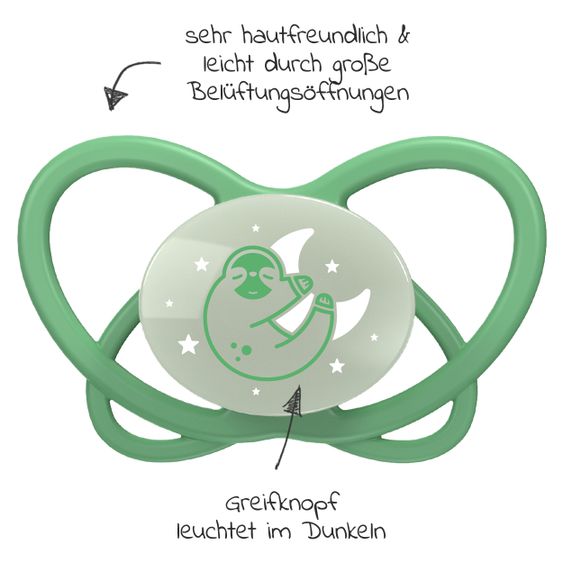 Nip Leucht-Schnuller 2er Pack My Buterfly Night - Silikon 16-32 M - aus nachwachsenden Rohstoffen - Grün