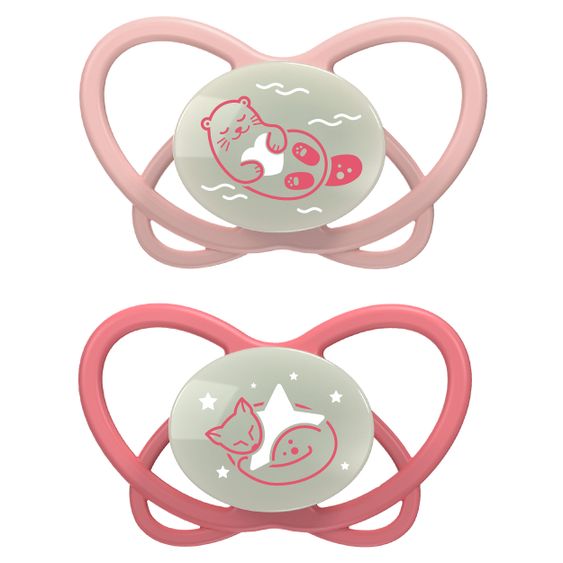 Nip Leucht-Schnuller 2er Pack My Buterfly Night - Silikon 16-32 M - aus nachwachsenden Rohstoffen - Rot