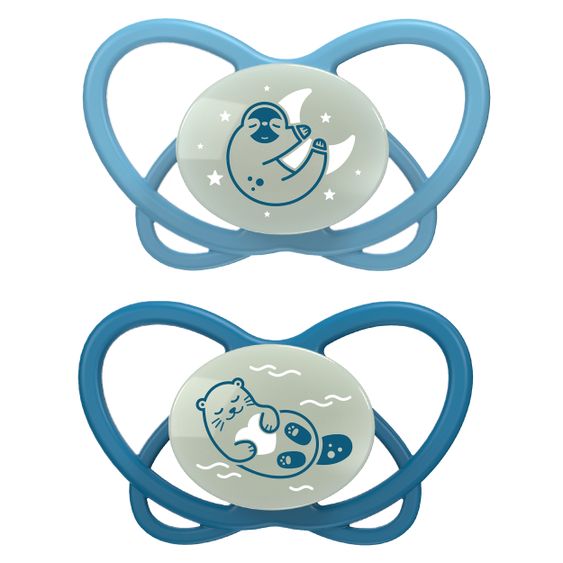 Nip Luminous pacifier 2-pack My Buterfly Night - silicone 5-18 M - made from renewable resources - Blue