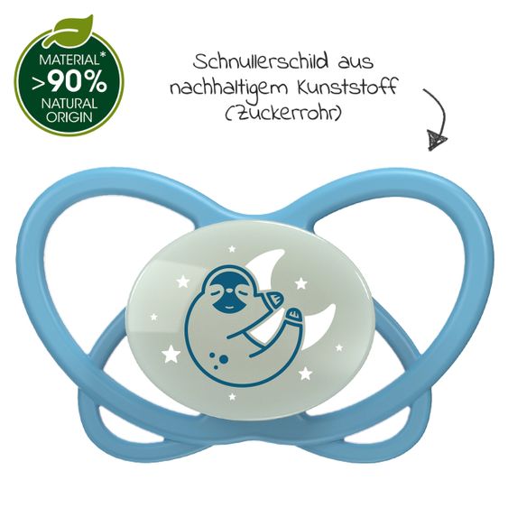 Nip Luminous pacifier 2-pack My Buterfly Night - silicone 5-18 M - made from renewable resources - Blue