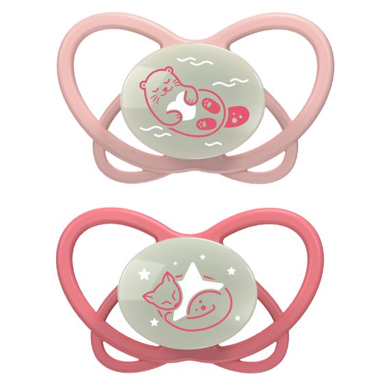 Nip Leucht-Schnuller 2er Pack My Buterfly Night - Silikon 5-18 M - aus nachwachsenden Rohstoffen - Rot