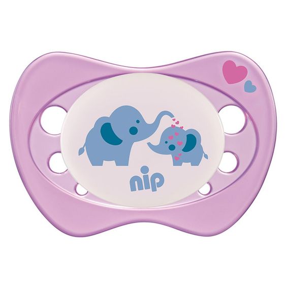 Nip Leucht-Schnuller 2er Pack Newborn Night - Silikon 0-2 M - Elefant & Hippo - Rosa Lila