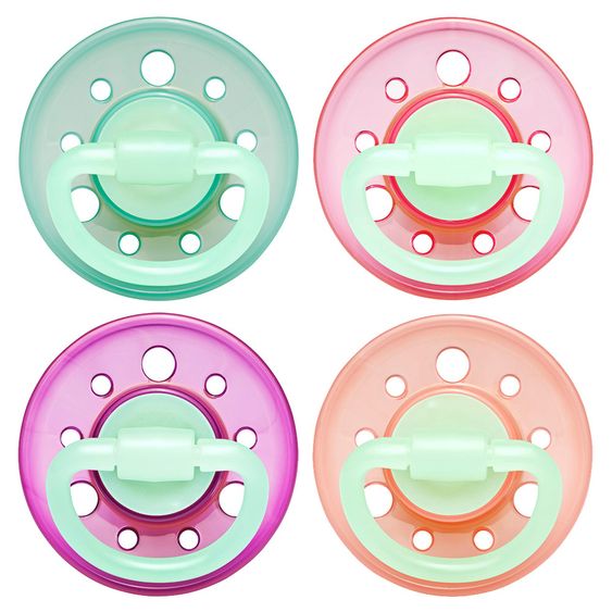 Nip Leucht-Schnuller 4er Pack Cherry Night - Latex ab 6 M - Girl