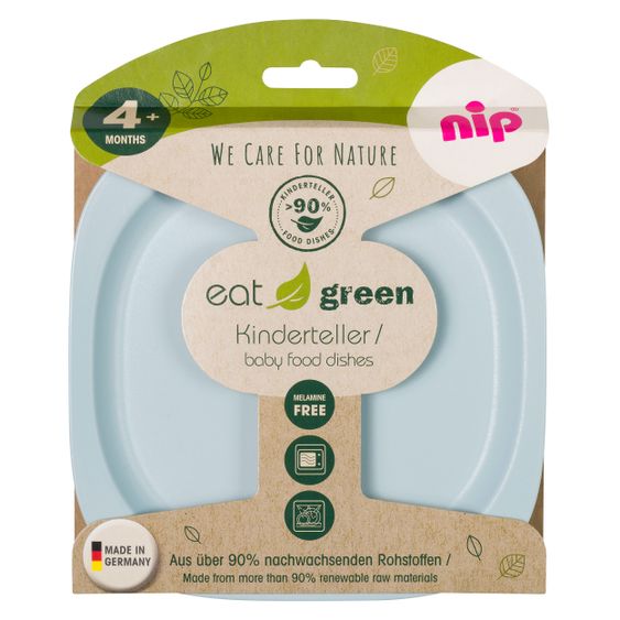 Nip Öko-Kinderteller 2er Pack eat green - aus nachwachsenden Rohstoffen - Blau