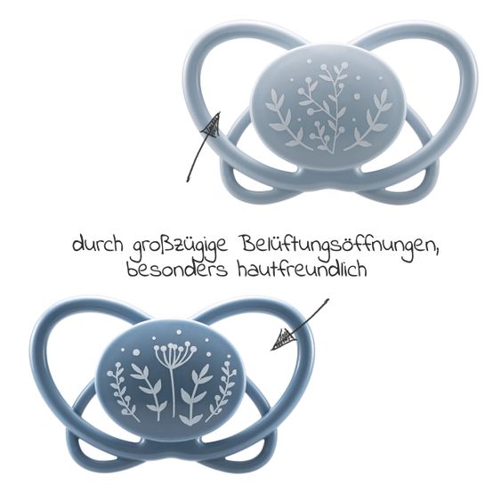 Nip Öko-Schnuller 2er Pack My Butterfly - Silikon 0-6 M - aus nachwachsenden Rohstoffen - Blau