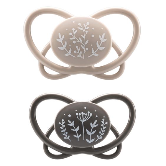 Nip Öko-Schnuller 2er Pack My Butterfly - Silikon 0-6 M - aus nachwachsenden Rohstoffen - Braun / Grau