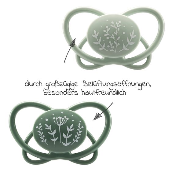 Nip Öko-Schnuller 2er Pack My Butterfly - Silikon 0-6 M - aus nachwachsenden Rohstoffen - Grün