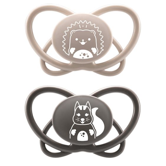 Nip Öko-Schnuller 2er Pack My Butterfly - Silikon 16-32 M - aus nachwachsenden Rohstoffen - Braun / Grau