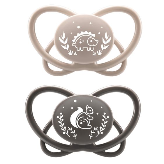 Nip Öko-Schnuller 2er Pack My Butterfly - Silikon 5-18 M - aus nachwachsenden Rohstoffen - Braun / Grau