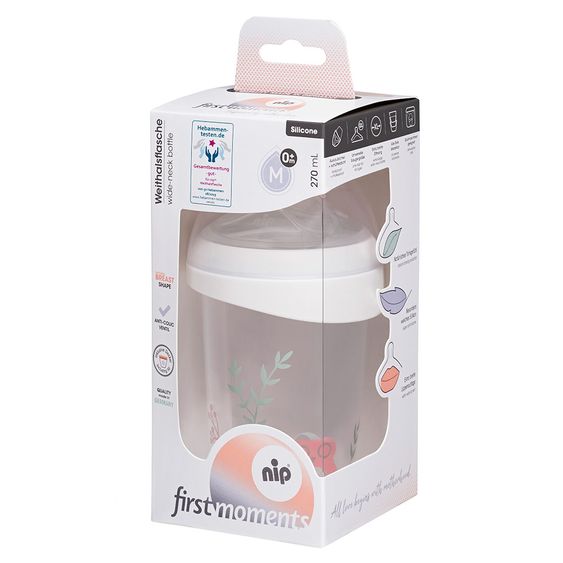 Nip PP-Flasche & Aufbewahrungsbehälter 2in1 first moments 270 ml - Silikon Gr. M - Eule