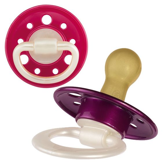 Nip Schnuller 2er Pack Cherry - Latex ab 6 M - Pink Lila