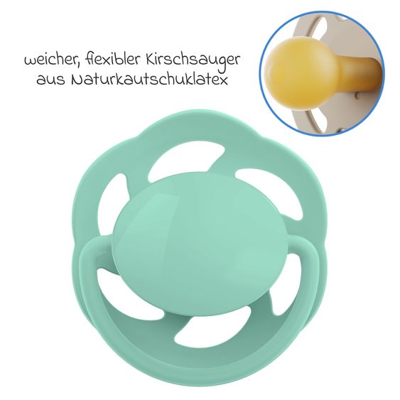 Nip Tétine Lot De 2 Cherry - Latex - Vert / Turquoise - Taille: 0-6 M