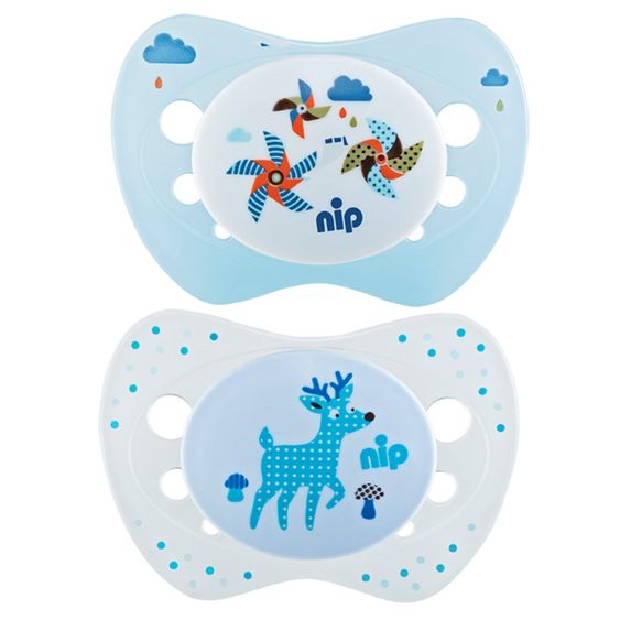 Nip Schnuller 2er Pack Life - Silikon 0-6 M - Hirsch & Windrad