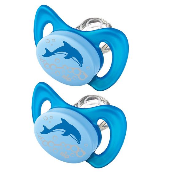 Nip Schnuller 2er Pack Miss Denti - Silikon 5-13 M - Delfin - Blau