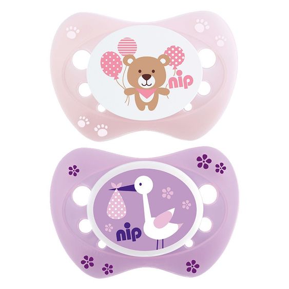 Nip Schnuller 2er Pack Newborn - Silikon 0-2 M - Lila Rosa
