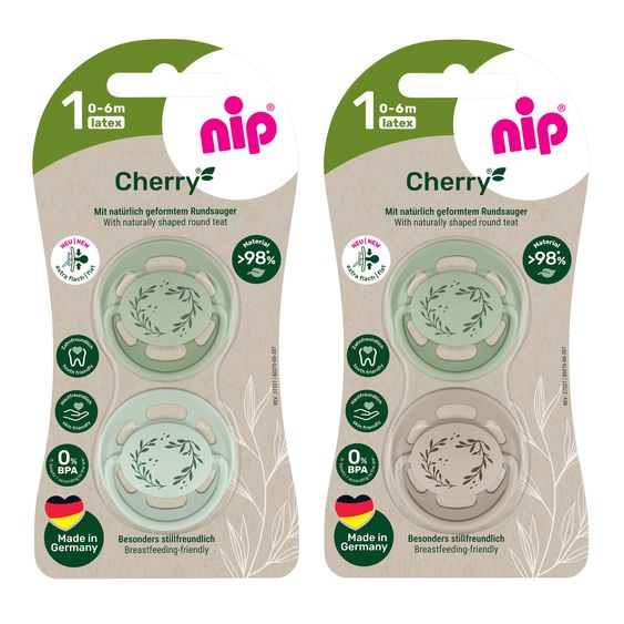 Nip Schnuller 4er Pack Cherry - Latex 0-6 M Boy