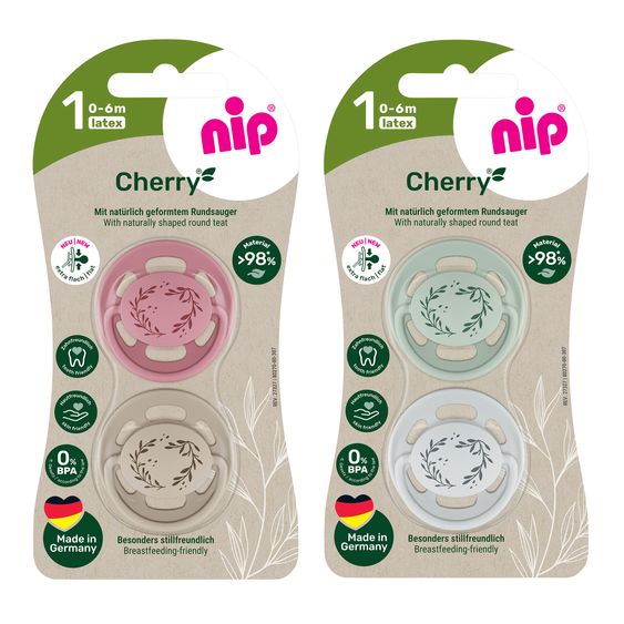 Nip Schnuller 4er Pack Cherry - Latex 0-6 M Girl