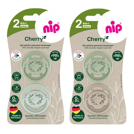 Nip Schnuller 4er Pack Cherry - Latex ab 6 M Boy