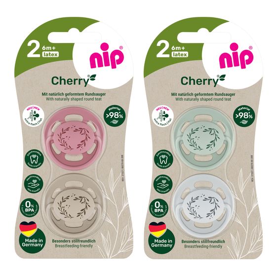 Nip Schnuller 4er Pack Cherry - Latex ab 6 M Girl