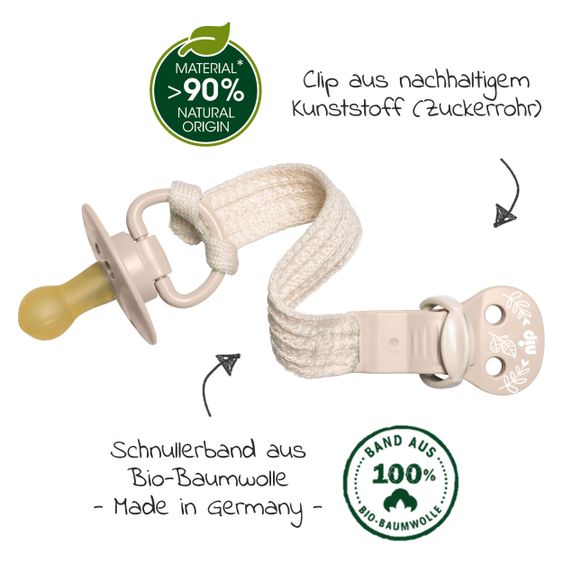 Nip Schnullerband stay green - aus Bio-Baumwolle - Beige