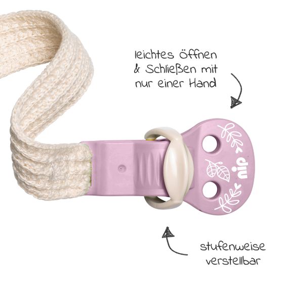 Nip Schnullerband stay green - aus Bio-Baumwolle - Violett