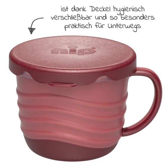 Nip Snackbox / Kindertasse 2in1 eat green - aus nachwachsenden Rohstoffen - Rot