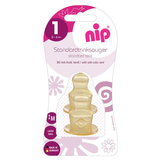 Nip Trinksauger 2er Pack Standard - Latex - Gr. 1 M (Milch)