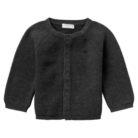 Noppies 4-tlg. Set inkl. Strickjacke, Langarmshirt, Hose & Strickschuhe aus Bio-Baumwolle - Dunkelgrau Weiß - Gr. 68