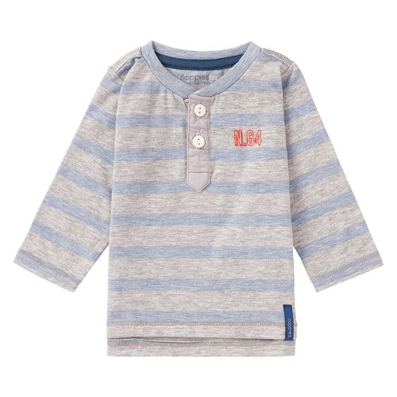 Noppies Langarmshirt Fulton - Streifen Grau Blau Melange - Gr. 50