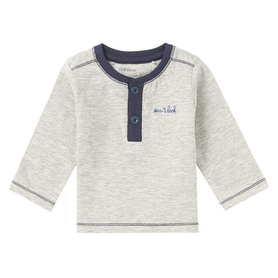 Noppies Langarmshirt Godfrey - Hellgrau Melange - Gr. 56