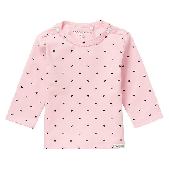 Noppies Langarmshirt Nanno - Herzen Rosa - Gr. 50