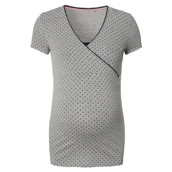Noppies Lounge-Shirt mit Stillfunktion Emma - Punkte - Grau Melange - Gr. S