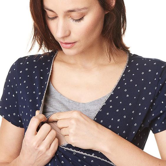 Noppies Lounge-Shirt mit Stillfunktion Iris - Sterne - Dunkelblau - Gr. S