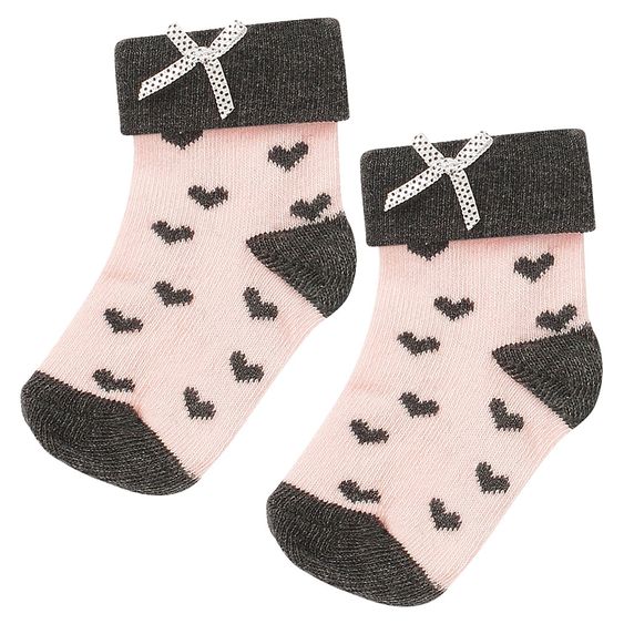 Noppies Socken 2er Pack Isa - Rosa Dunkelgrau Melange - Gr. 0M-3M