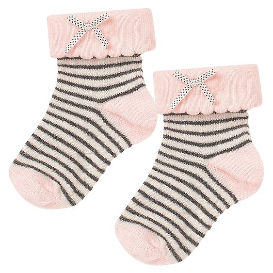 Noppies Socken 2er Pack Isa - Rosa Dunkelgrau Melange - Gr. 0M-3M