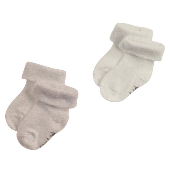 Noppies Socken 2er Pack Kai - Taupe Melange - Gr. 0-3 Monate