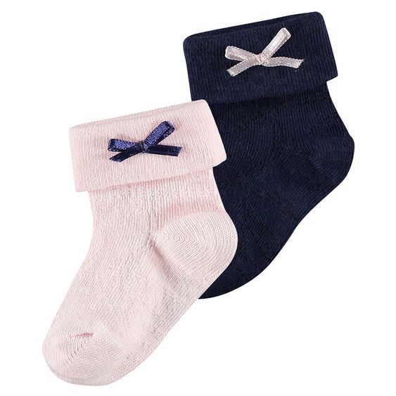 Noppies Socken 2er Pack Letia - Rosa Dunkelblau - Gr. 0 - 3 Monate
