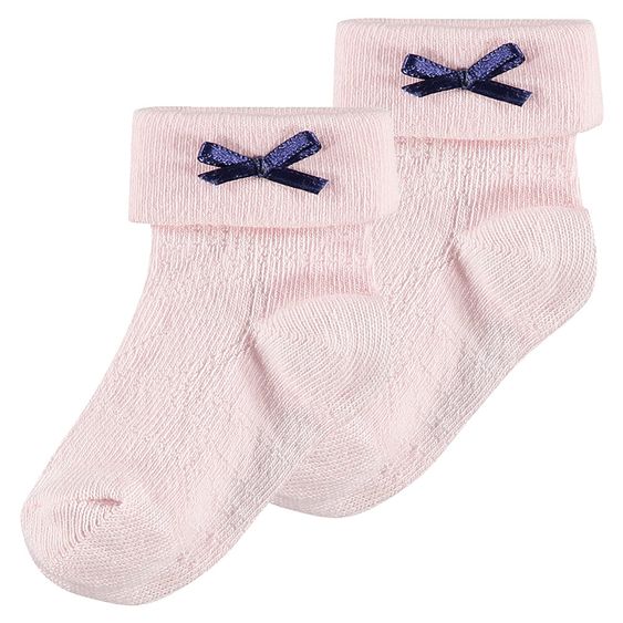 Noppies Socken 2er Pack Letia - Rosa Dunkelblau - Gr. 0 - 3 Monate