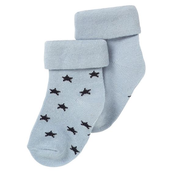 Noppies Socken 2er Pack - Napoli Sterne Grau Blau - Gr. 0 - 3 Monate