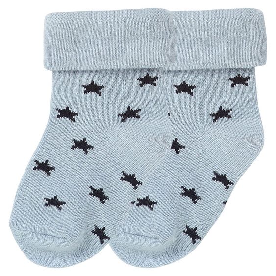 Noppies Socken 2er Pack - Napoli Sterne Grau Blau - Gr. 0 - 3 Monate