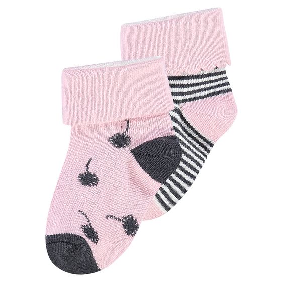Noppies Socken 2er Pack Poquoson - Rosa Grau - Gr. 0-3 Monaten