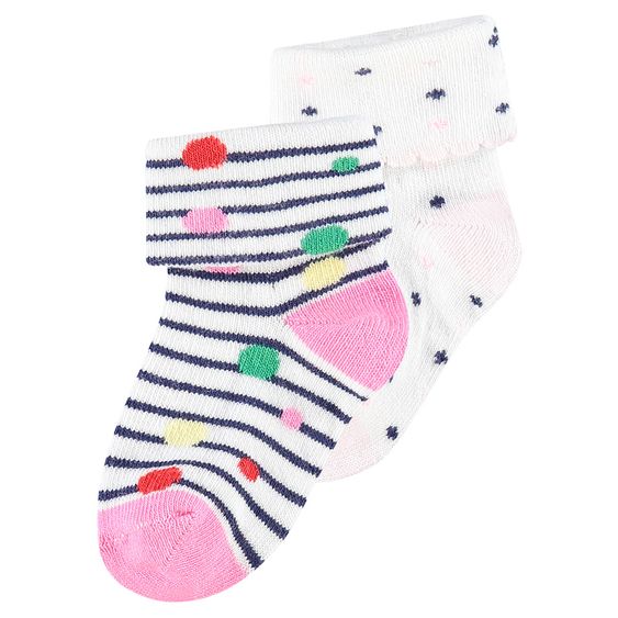 Noppies Socken 2er Pack Raleigh Streifen - Bunt Weiß - Gr. 3 - 6 Monate