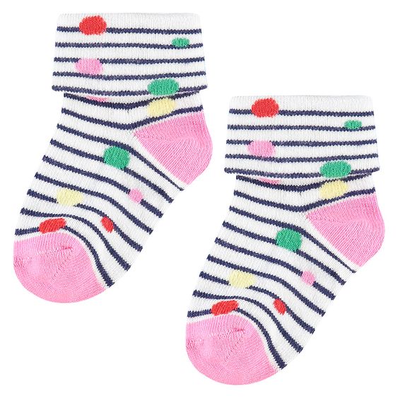 Noppies Socken 2er Pack Raleigh Streifen - Bunt Weiß - Gr. 3 - 6 Monate