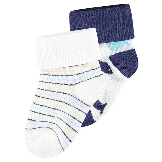 Noppies Socken 2er Pack Rockledge Streifen - Dunkelblau Weiß - Gr. 3 - 6 Monate