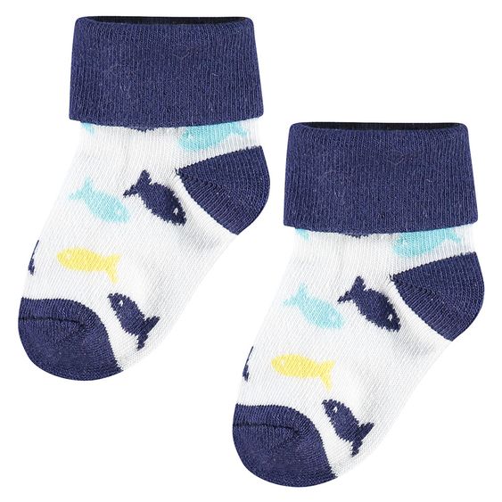 Noppies Socken 2er Pack Rockledge Streifen - Dunkelblau Weiß - Gr. 3 - 6 Monate