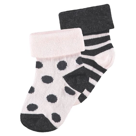 Noppies Socken 2er Pack Wellesley - Rosa Schwarz - Gr. 0 - 3 Monate
